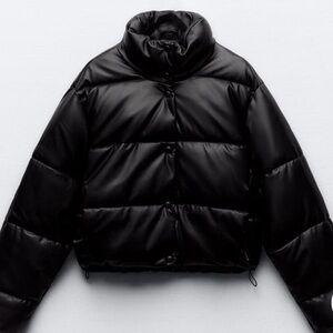 Zara XS Cropped Leather Puffer